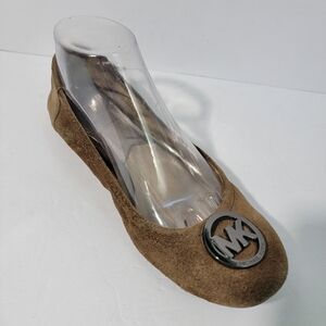 Michael Kors Green Velvet Ballet Flats Size 7.5 Leather Upper Comfort Shoes